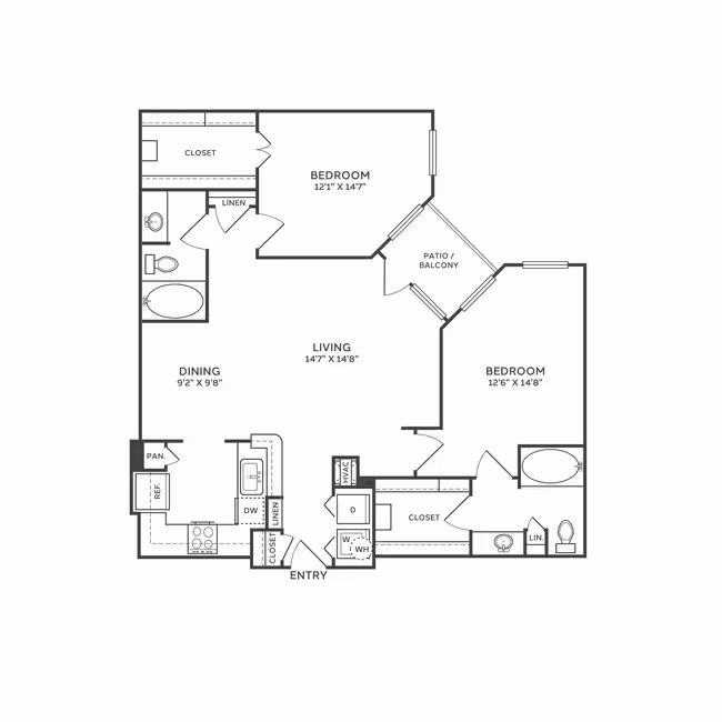 2 Bedroom 2 Bath R 4109 floor plan